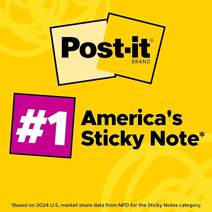 Post-it Notes, 3 in x 3 in., 3 Sticky Notes Pads, 50 Sheets per Pad, Poptimistic Collection, School Supplies and Oﬃce Products, The Original Post-it Note