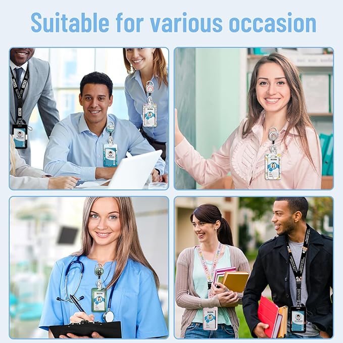 Teacher Lanyards for Id Badges, Rainbow Teachers Badge Holder with Retractable Reel Clip, Adjustable Breakaway Name Tag Lanyard Vertical ID Card Protector Case for Nurse Nursing Doctor Student