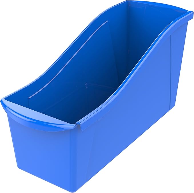 Storex Interlocking Plastic Book Bin Organizer for Home Office Classroom Blue 6-Pack 71101U06C and Green 6-Pack 71104U06C