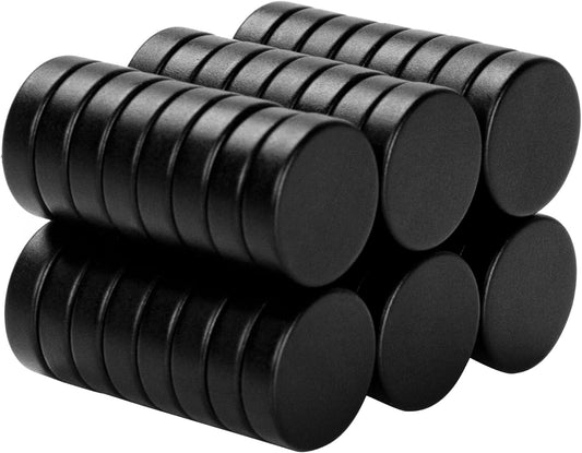 SMARTAKE 45 Pcs Refrigerator Magnets, Small Round Fridge Magnets, Multi-Use Premium Neodymium Office Magnets for Fridge, Whiteboard, Billboard in Home, Kitchen, Office and School (Black)
