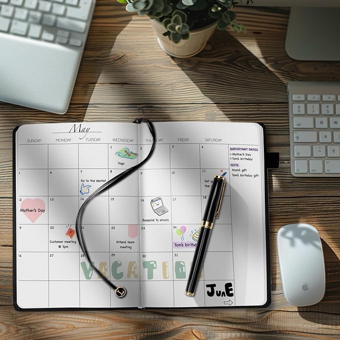 Undated Weekly and Monthly Planner, Cofullsky Weekly To Do List Planner Notebook with Unique Lettering Ribbon A5 Size Personalized Present Suitable for Women Men Teachers Kids (Letter Y)