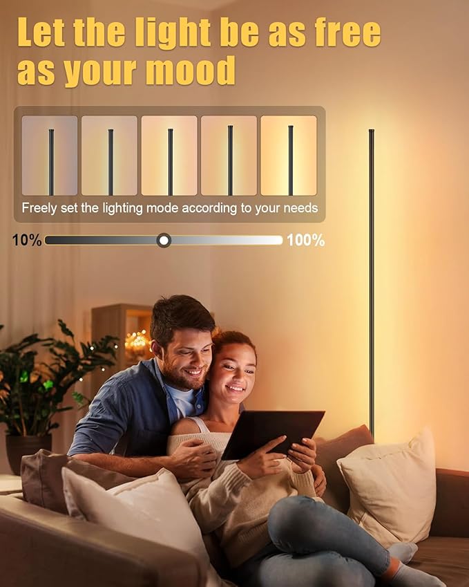 unionlux Corner Floor Lamp, Minimalist LED Corner Floor Lamp All Metal 24W Dimmable 200% Brighter Adjustable2700K-6500K with Remote/Foot Control, Modern Corner Lamp for Living Room Bed Room