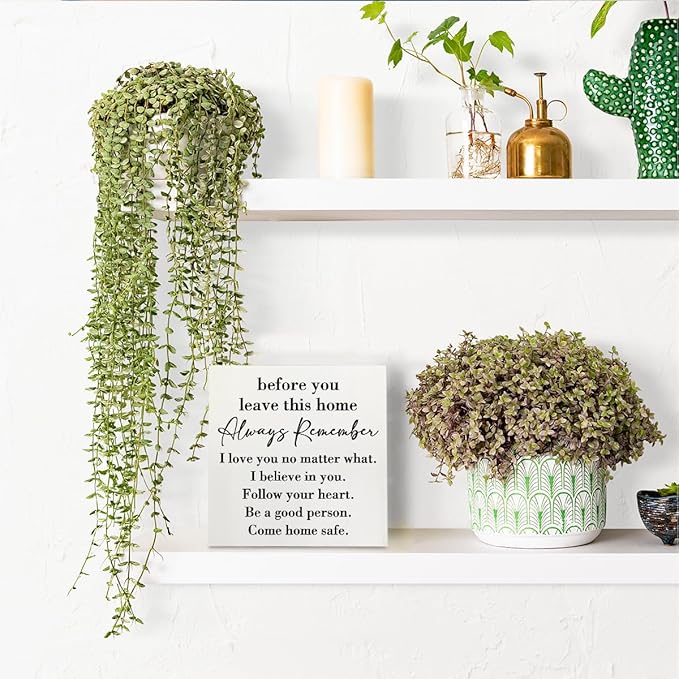 Inspirational Home Farmhouse Decor Desk Decor Wooden Box Sign Always Remember You are Braver Than You Think Rustic White Wood Block Plaque Box Sign for Women Family Friends Shelf Table Decoration