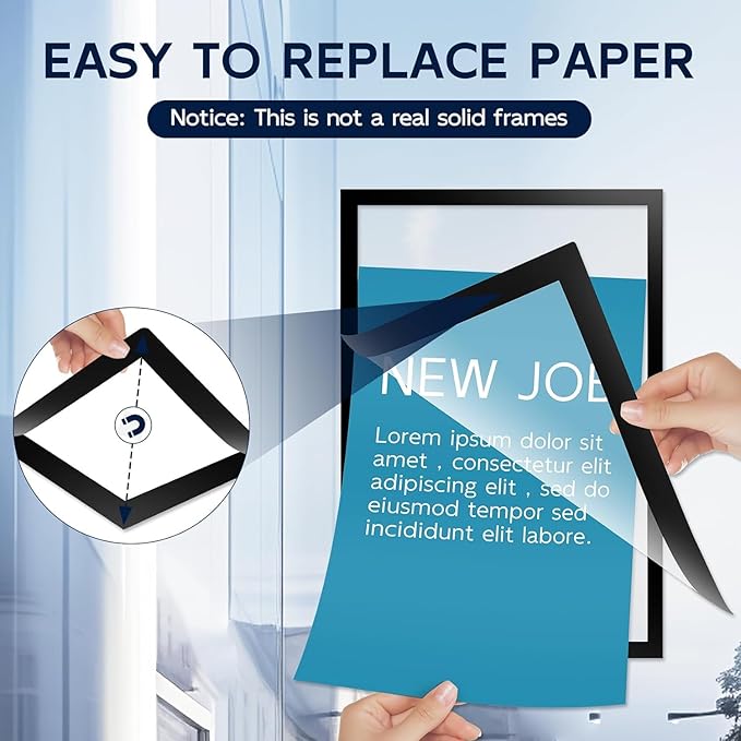 5 Pack Magnetic Sign Holder 8.5 x 11'' Letter Self-Adhesive Magnetic Wall Mount Sign Holder for Wall Window Office Poster Store Restaurant