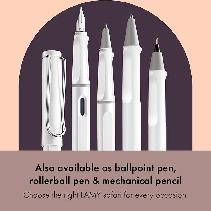 LAMY safari white - Fountain Pen with ergonomic grip & polished steel nib in size EF - ideal for any Writing & Calligraphy - including LAMY T 10 blue cartridge - Right-Handed