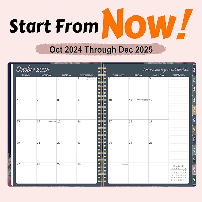 Fuck It 2025 Planner for Tired-Ass Women, 6.4" x 8.3", 12-month Funny Weekly Agenda With Sweary Affirmation and Badass Quotations White Elegant Gifts- from January 2025 - December 2025, Blue Rose