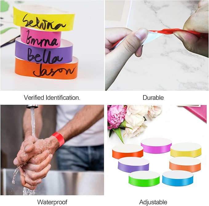 700 Counts Paper Wristbands for Events, Colored Paper Bracelets for Events, Waterproof Neon Wrist Bands Bulk Party Armbands Identification Wristbands for Concert Club Bar Entrance Admission Party
