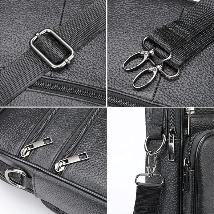 Hebetag Small Leather Sling Shoulder Bag Messenger Pack for Men Women Outdoor Travel Business