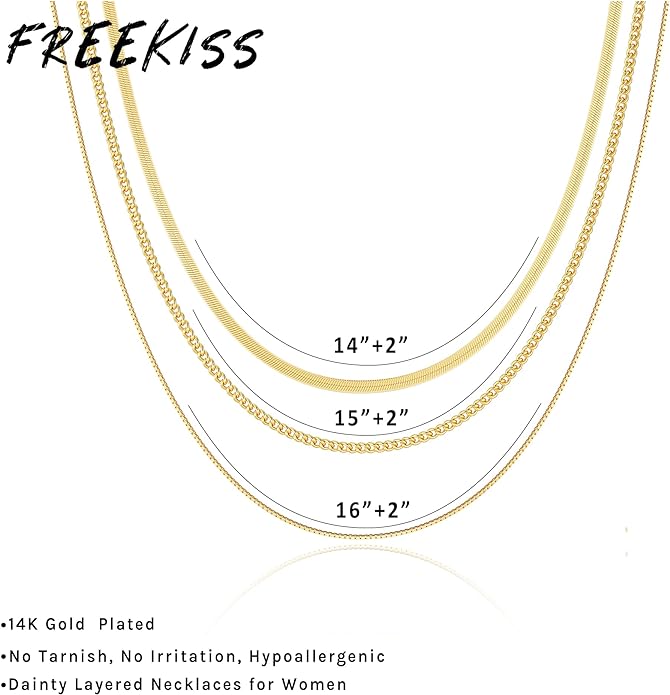 Herringbone Necklace for Women,Dainty Gold Necklace,14k Gold Plated Snake,Gold Chain Choker Necklaces,Simple Gold Layered Necklaces,Gold Jewelry Gift for Women