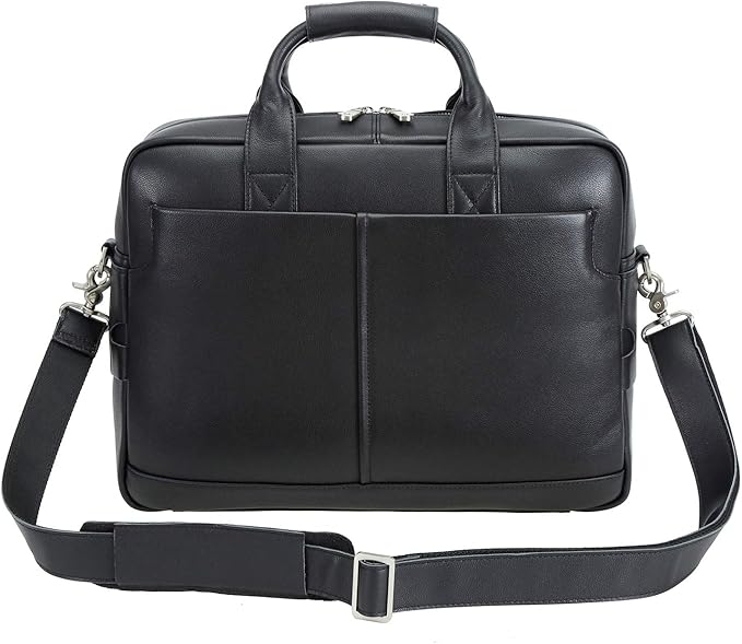 Polare Leather Briefcase for Men Business Travel Messenger Bags 15.6 Inch Laptop Bag YKK Metal Zipper