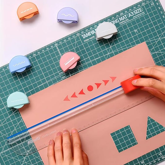 Paper Cutter, Kaluofan Paper Trimmer with 7 Type of Cutting Blade, Unrestricted and Portable Scrapbooking Tool with Side Ruler, for Largest Newspaper A4 Craft Paper PVC Photo Film and Cardstock
