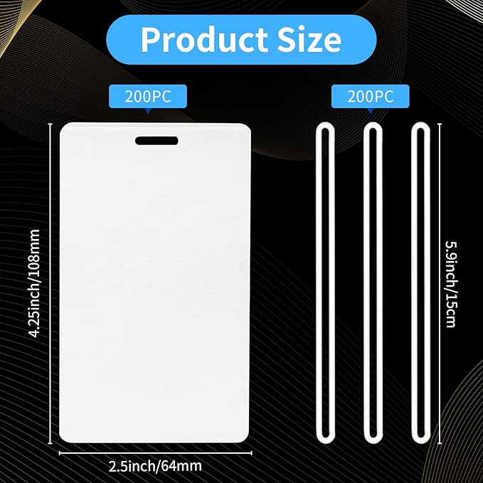 XUWAIDSGN 200 Pieces 5 Mil 2 1/2" x 4 1/4" Laminating Luggage Tags with Loops Thermal lanyard laminating pouches Resealable for Work Permits Pass Cards Student ID Cards (200, 5 Mil)