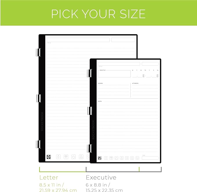 Rocketbook New Pro Monthly/Weekly Planner Page Pack | Scannable Pro Pages for To Do Lists and Agendas - Write, Scan, Erase, Reuse | 20 Sheets | Letter Size: 7.8 in x 10.5 in