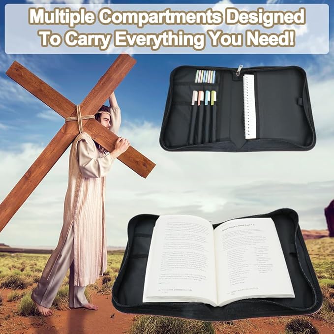 Bible Cover, Bible Covers Case for Women Men, Bible Case Bag, Large Book Carrying Case, Faux Leather Book Protector Case Fits Book 11.4X 8.2X 2.2 Inch, Teachers' Day Bible Accessories Gift
