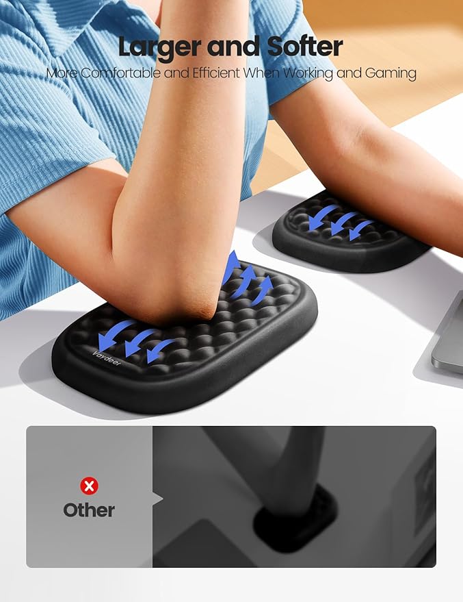 [Upgraded Larger and Thicker] Vaydeer Elbow Rest Pad, Desk Wrist Rest Memory Foam Armrest, Ergonomic Mouse Cushion Support, Wrist Pain Relief for Computer Laptop Working Typing Gaming Office-Sky Blue