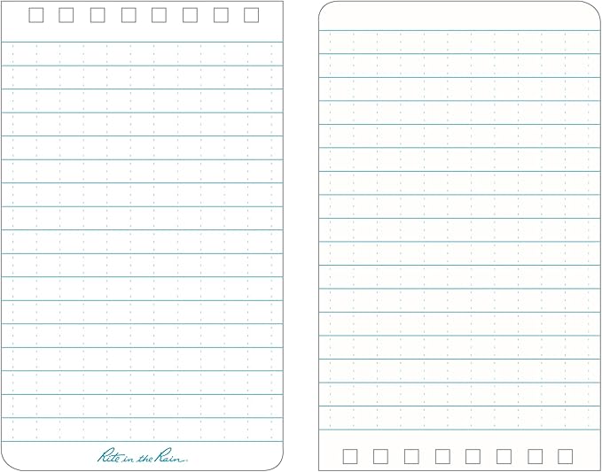 Rite in the Rain Weatherproof 3"x5" Top Spiral Notebook, Blue Cover, Universal Pattern, 6 Pack (No. 235L6)