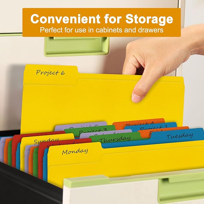 ViVin File Folders, Fits 8.5 x 11 Letter Size Paper, 1/3-Cut Tabs, 240 Pack Manilla Colored File Folders, Perfect for Home, Office, and School Documents File Paper(Multicolored)