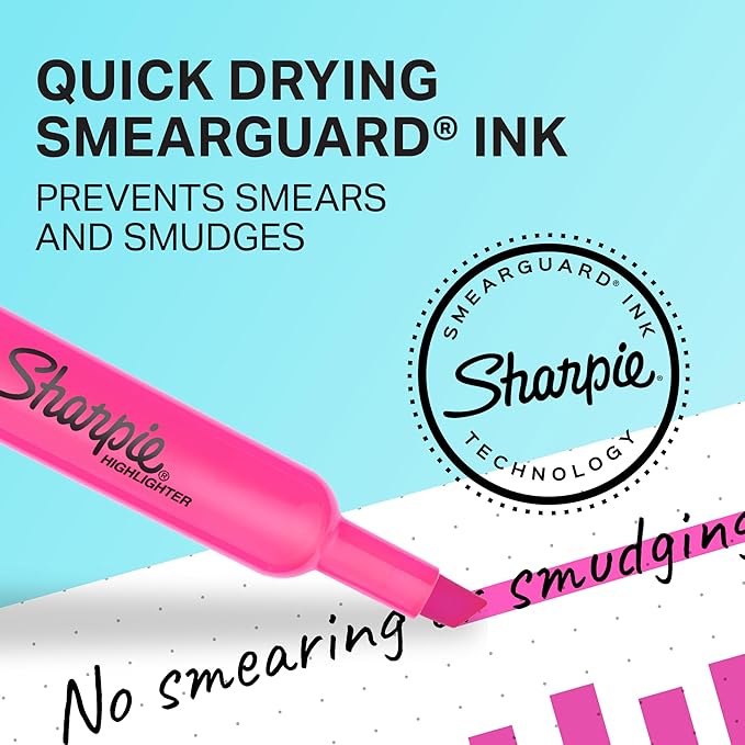 Sharpie Tank Style Highlighters, Chisel Tip Fluorescent Highlighter Marker Set, Office And Teacher Supplies, Assorted, 12 Count
