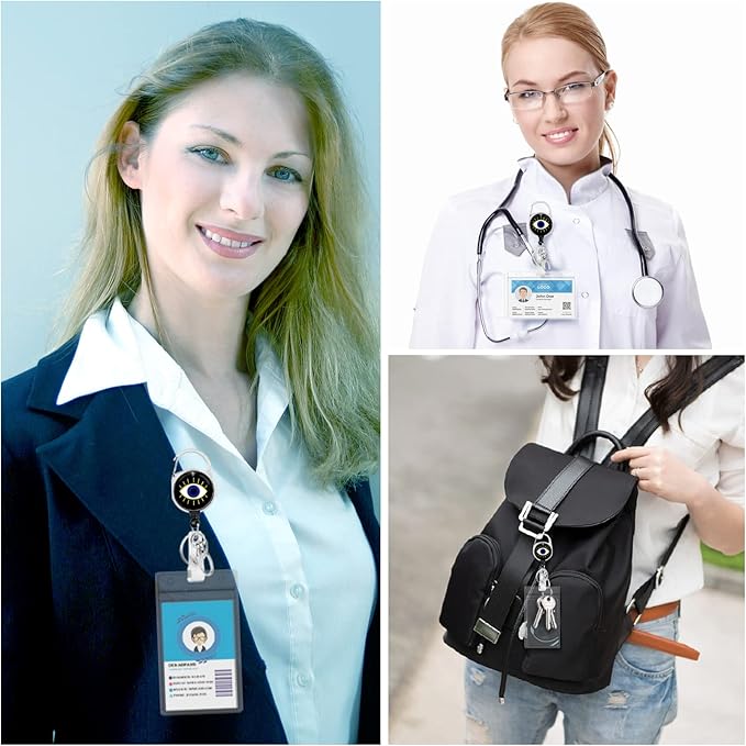 Evil Eye Badge Reel Retractable Heavy Duty with 360°Swivel Carabiner Clip, Cute ID Badge Holder Retractable, ID Card Holder Retractable Keychain Name Badge Clip, Nurse Teacher Gifts