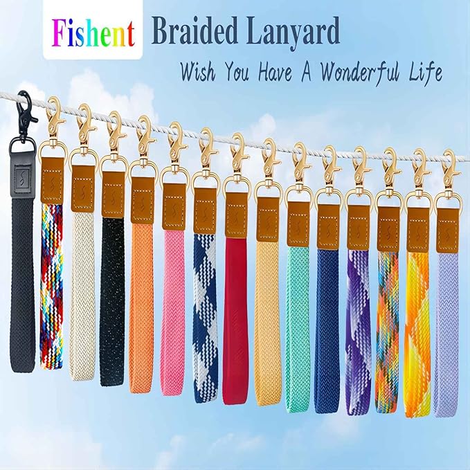 Fishent Stretchy Wristlet Keychain,Braided Cute Wrist Lanyards for Keys, Key Chain Holder for Women Men, Wrist Strap Keychain for Car Keys Phone Camera Wallet ID Badges Card (Starry Night)