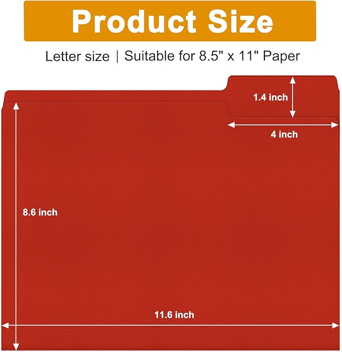 ViVin File Folders, Fits 8.5 x 11 Letter Size Paper, 1/3-Cut Tabs, 240 Pack Manilla Colored File Folders, Perfect for Home, Office, and School Documents File Paper(Multicolored)