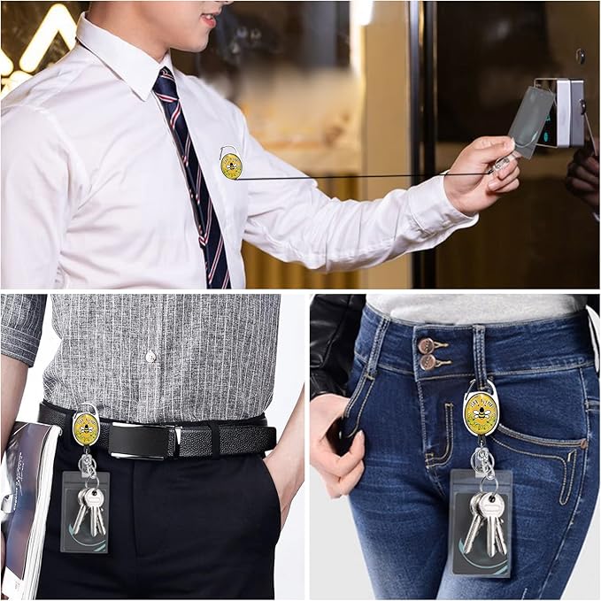 Cute Bee Kind Lanyards for Id Badges, Fashionable Badge Reel Heavy Duty with Carabiner Clip, ID Badge Holder with Lanyard, Nurse Teacher Office Gifts