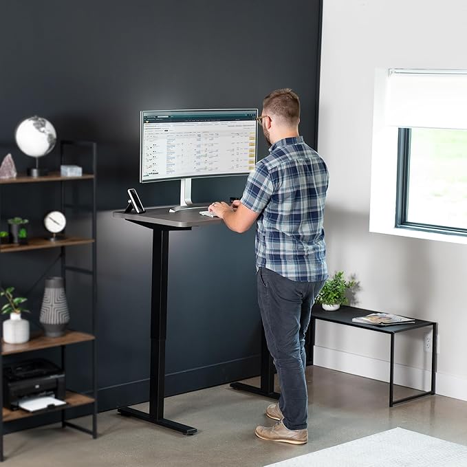 VIVO Dark Gray 43 x 24 inch Universal Solid One-Piece Table Top for Standard and Sit to Stand Height Adjustable Home and Office Desk Frames, DESK-TOP43G