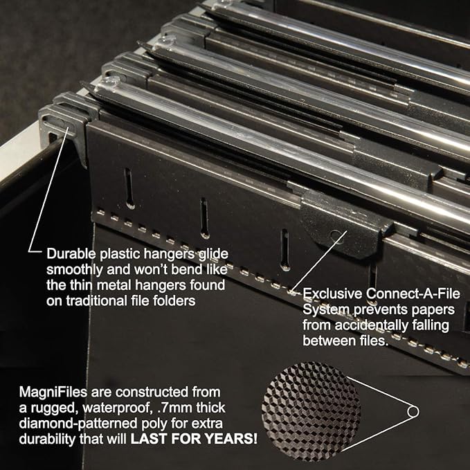 Ultimate Office MagniFile Extra-Capacity Hanging File Folders, 1/2" Box-Bottom, Letter Size, Feature A Wrap- Around Bungee Security Cord (Set of 8)