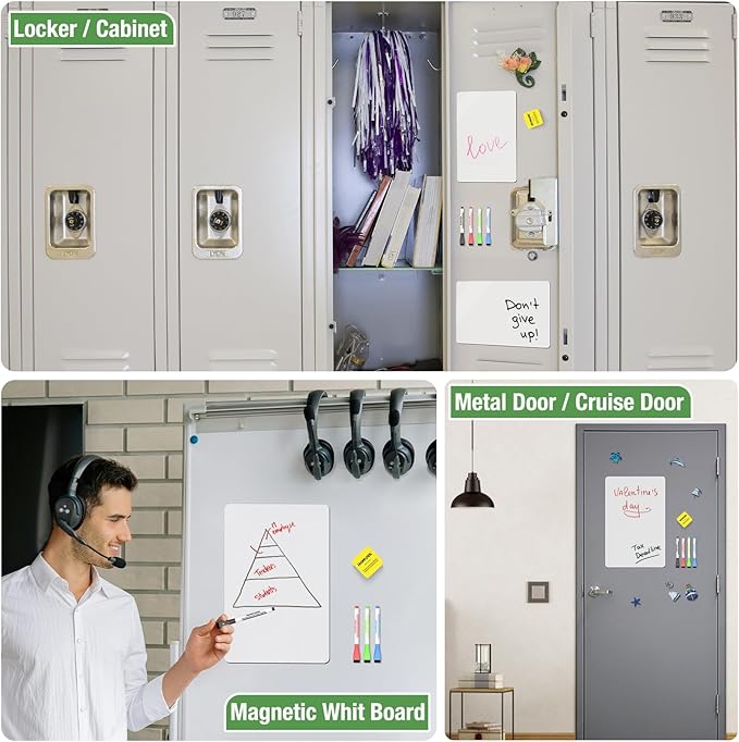 Magnetic Dry Erase Board: Small Fridge Whiteboard, Flexible Refrigerator Magnet White Board, Blank Writing Note Sheet with Dishwasher Magnet Clean Dirty Sign, 4 Markers & Eraser - 17 x 11