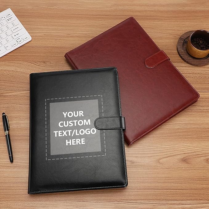 Personalized Portfolio - Customized Leather Portfolio with Personalized Logo or Text - Ideal for Resumes, Interviews, and Professional Business Use, Pink