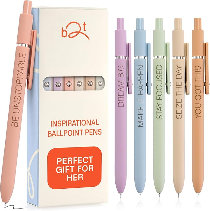 Achievers Inspirational Pen Set for Women - Motivational Quotes Office Gift for Her, Congratulations on Promotion, New Job Gifts Lady Boss Business Pens, Adult Graduation Gifts Stylish Sets (Pastel)