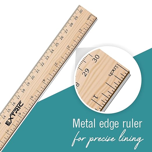 Rulers 4 Pack - Rulers 12 Inch, Wood Ruler with Metal Edge Great for School, Classroom, Home, and Office