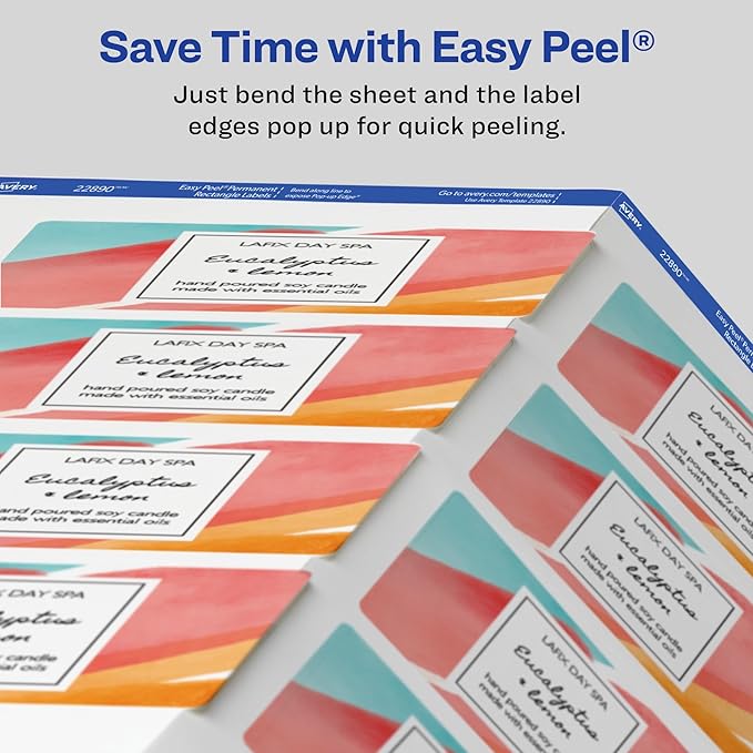 Avery Glossy White Labels with Sure Feed Technology, 2" x 3" Rectangle Labels, Print to The Edge, Laser/Inkjet, 80 Labels (22890)