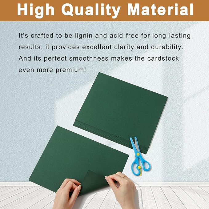 28 Sheets Dark Green Cardstock 8.5 x 11 Crafts Paper, 92lb Thick Christmas Green Card Stock Printer Paper for DIY Cards, Invitations, Thank You Cards, Birthday, Menus