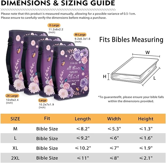 Lotusorchid Flower Butterfly Bible Bags for Women, Portable Bible Cover Bags for Girls, Christian Bible Study Accessories,I Can Do All Things Through Christ Who Strengthens Me Bible Verse, L