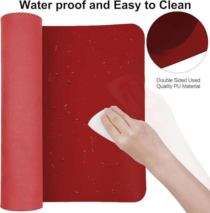 ‎Boutilon Leather Desk Pad 24"x 14" Non-Slip Mouse Pad,Office Desk Mat,Waterprooft PU Leather Desk Blotter,Desk Pad Protector,Desk Writing Pad for Home Office Decor (S-Red)