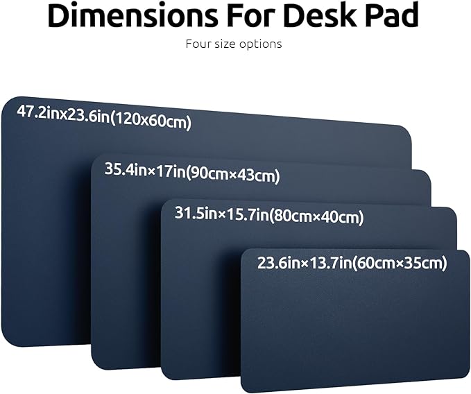 YSAGi Leather Desk Protector, Office Mat, Large Mouse Mat, Non-Slip PU Leather Blotter, Laptop Pad, Waterproof Writing Pad for Office and Home (Dark Blue, 31.5" x 15.8")