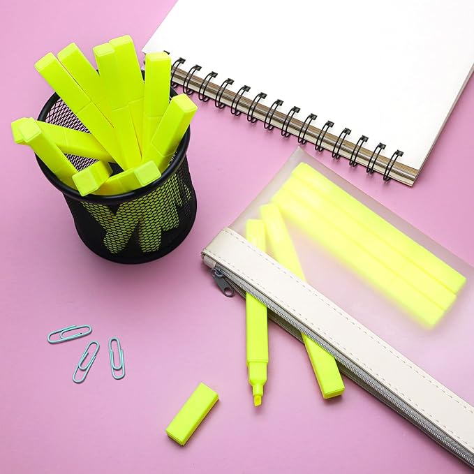 Vitoler Fluorescent Yellow Highlighters,10 Pack Bright Color Chisel tip Highlighters for Adults Kids in the Home School Office
