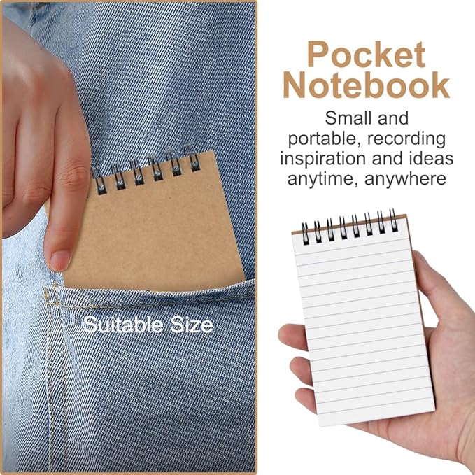 Memo Pads 24 packs, Small 3x5 Spiral Notepads, Office Style Mini Notebook, Small Notepad Pocket Size, Pocket Notebooks for Home, College, Work or School - Lined College Ruled Paper