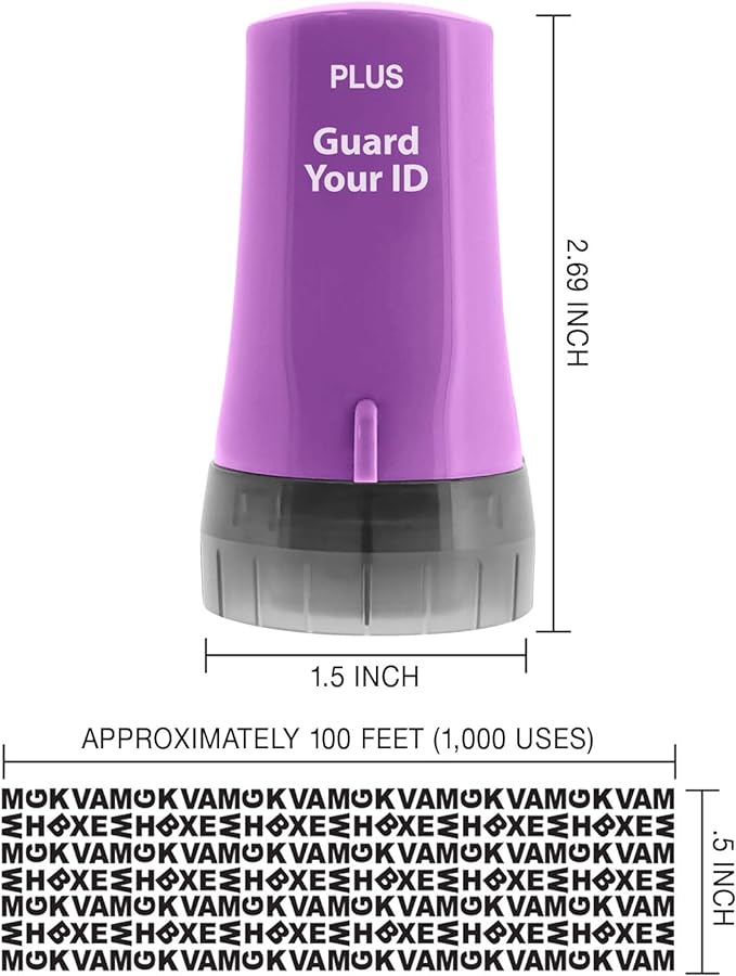 ID Roller 3-Pack - Advanced 2.0 Theft Protection Stamping by Guard Your ID Identity Prevention (Mixed Color: Blue, Pink, Purple)