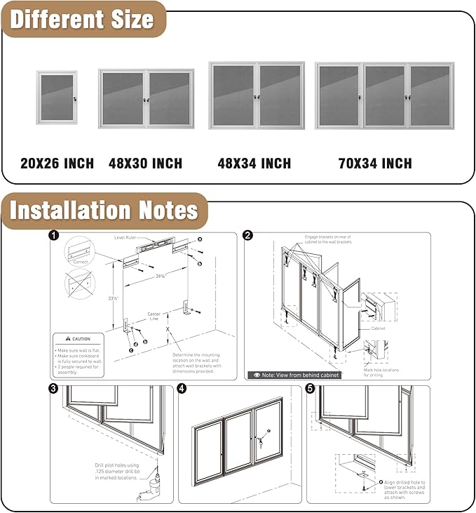 70"x34" Enclosed Bulletin Board, Outdoor Lockable Weather-Resistant Aluminum Cork Noticeboard for School & Office, Silver Frame w/Grey Flet
