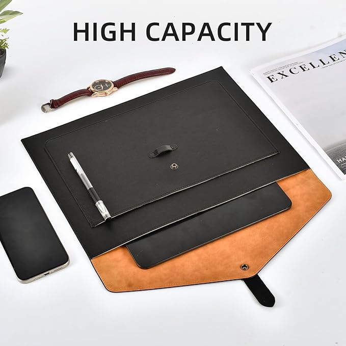 Brown Leather File Folder Letter Size, File Organizer, Important Document Folders with Pockets, Document Organizer, Laptop Sleeve Notebook Case, Paper Storage, A4 Envelopes Filing Folder 3PCS