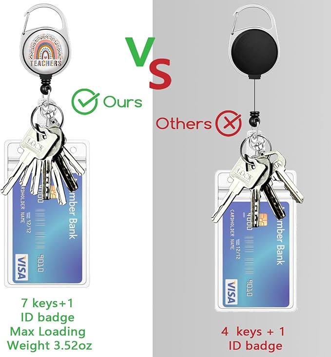 Teacher Lanyards for Id Badges, Rainbow Teachers Badge Holder with Retractable Reel Clip, Adjustable Breakaway Name Tag Lanyard Vertical ID Card Protector Case for Nurse Nursing Doctor Student