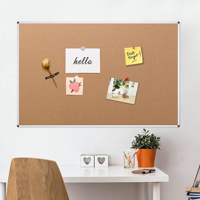 VIZ-PRO Cork Notice Board, 8' x 4', Silver Aluminium Frame