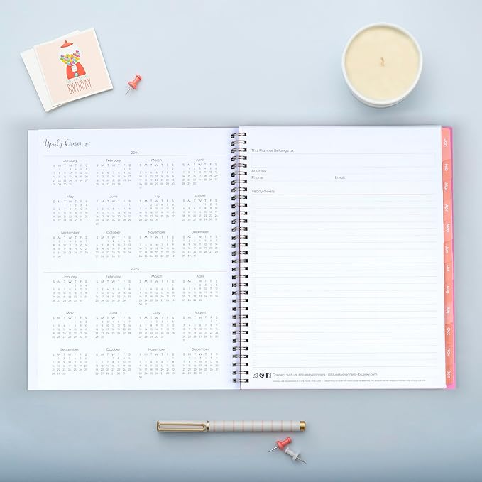 Blue Sky 2024 Weekly and Monthly Planner, January - December, 8.5" x 11", Frosted Cover, Wirebound, Fly By (140195-24)