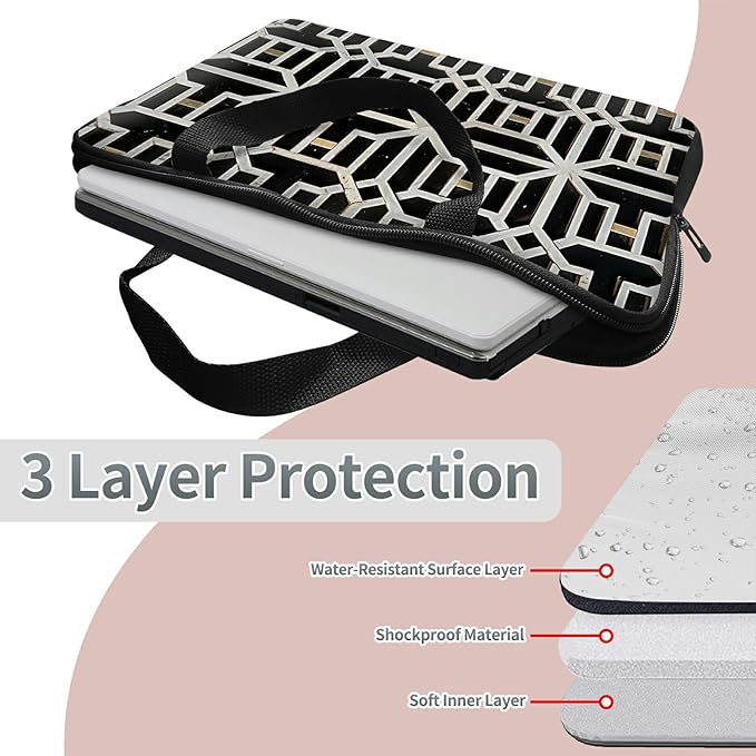 Laptop Sleeve Case Bag 13 inch, Vintage Geometrics Slim Carrying Case Durable Handbag Travel Laptop Bag for 13 inch MacBook Air M3/M2/Pro M2/ 13" iPad Pro/Air M4/M2 2024