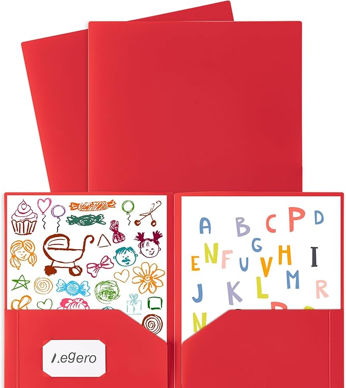 Plastic Folders with Pockets (7 Pack, Assorted Colors), Durable Heavy Duty File Folders with Business Card Slot, 2-Pocket Folder for Schoolwork & Office,Letter Size…
