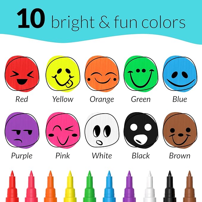 10 Extra Fine Tip Chalk Markers for Chalkboard Signs, Blackboard, Window, Labels, Bistro, Glass, Car (10 Pack, 1mm) - Wet Wipe Erasable Ink Chalkboard Markers, Liquid Chalk Pens