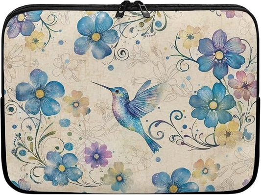 Hummingbird Printed Laptop Case Bag 17 Inch, Floral Printed Computer Bag Portable Laptop Sleeve for Boys, Easy to Carry Laptop Briefcase Work Bag Compatible with Most Laptops