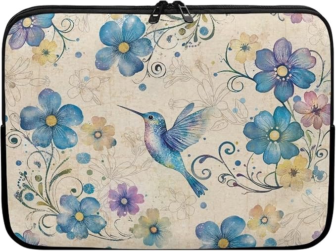 Hummingbird Printed Laptop Case Bag 12 Inch, Floral Printed Computer Bag Portable Laptop Sleeve for Boys, Easy to Carry Laptop Briefcase Work Bag Compatible with Most Laptops